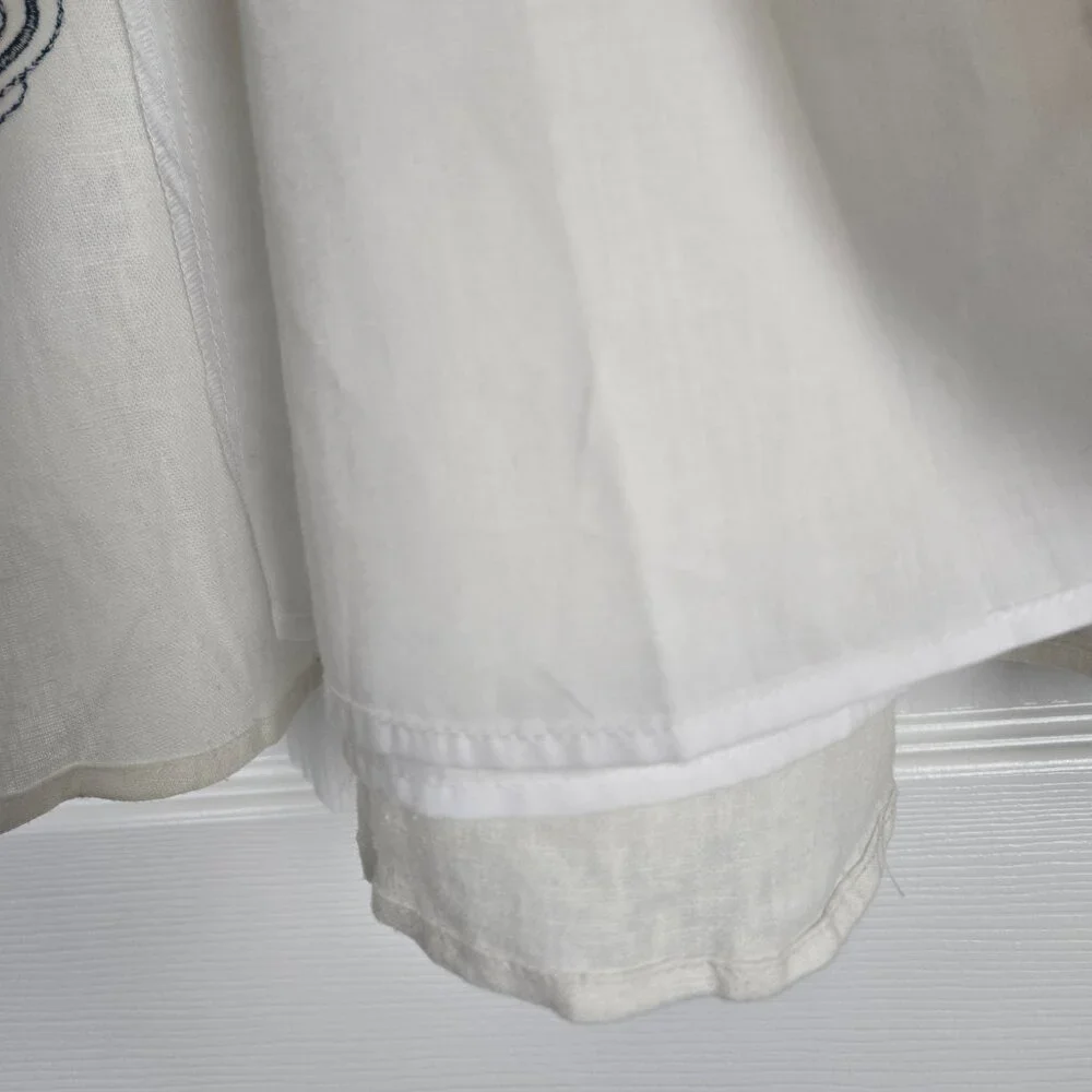 Caroline Constas Embroidered Off White Linen Blend Skirt 4 Maxi Length NEW - Picture 2 of 12